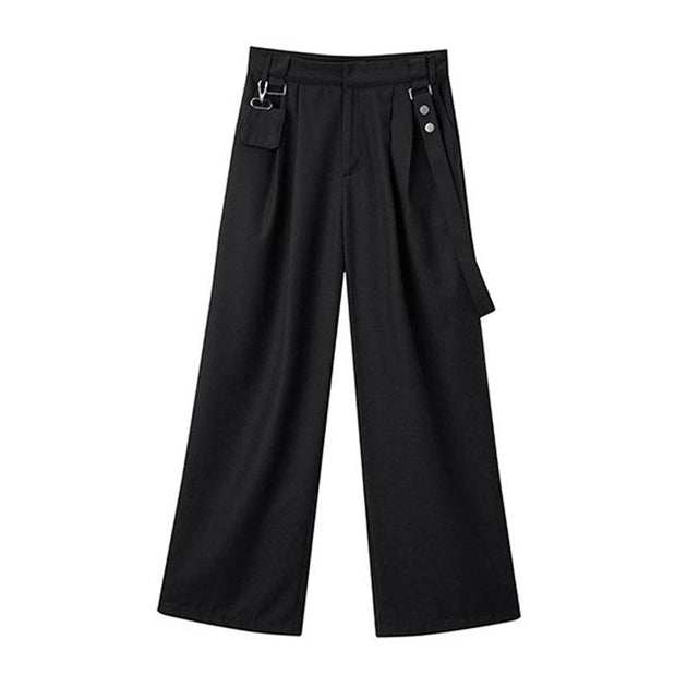 WIHOLL Velcro Wide Leg Pants, Black / M