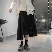 Asymmetric Chiffon Pleated Long Skirt