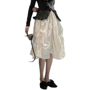 Asymmetric Pleated Long Skirt In White