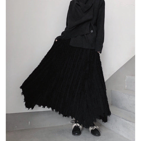 Asymmetric Knit Maxi Skirt