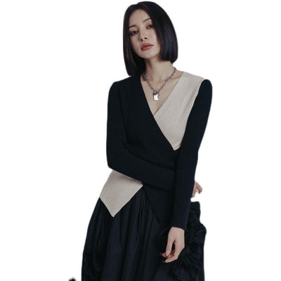 Contrast Color Block Sweater