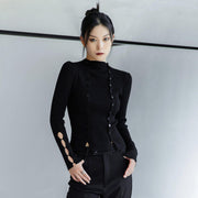 Cut-Out Cardigan With Button Detail
