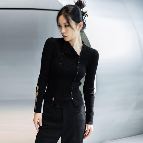 Cut-Out Cardigan With Button Detail