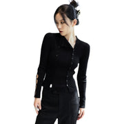 Cut-Out Cardigan With Button Detail