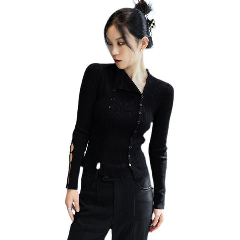 Cut-Out Cardigan With Button Detail