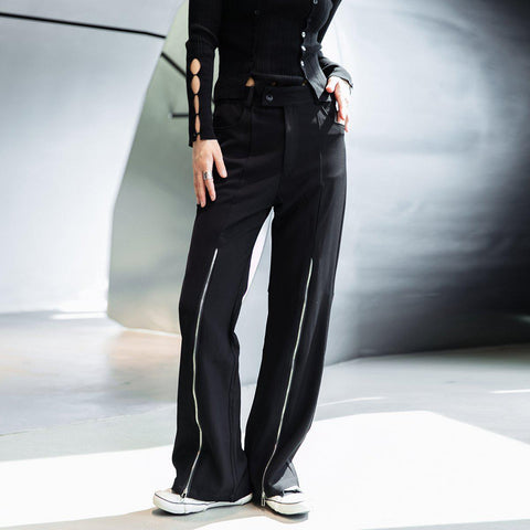Flared Pants With Zipper Detail
