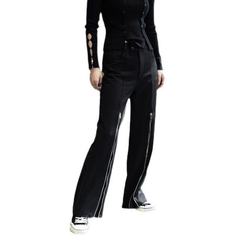 Flared Pants With Zipper Detail