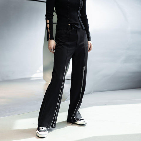 Flared Pants With Zipper Detail