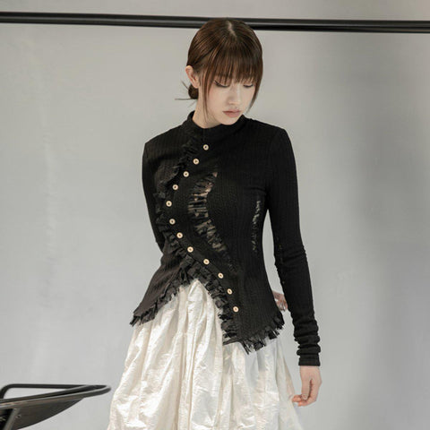 Gothic Button Long Sleeve Sweater
