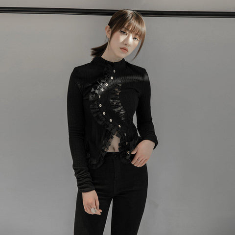 Gothic Button Long Sleeve Sweater