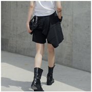 High Waist Flap Black Shorts