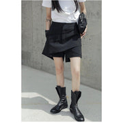 High Waist Flap Black Shorts