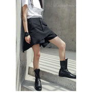 High Waist Flap Black Shorts