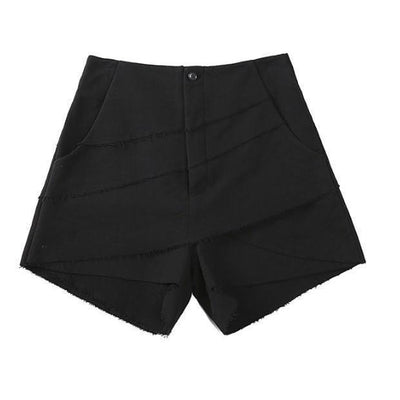 High Waist Flap Black Shorts