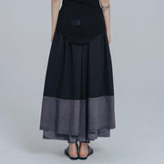 Pleated Color Block Skirt