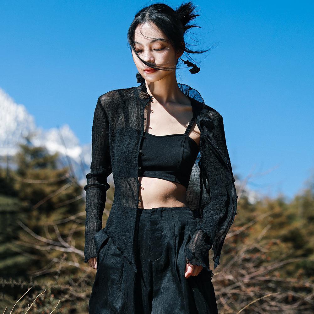 enof イナフ sheer cardigan enofイナフ sheer cardigan ブラック