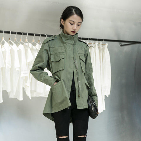 Stand Collar Military Style Jacket