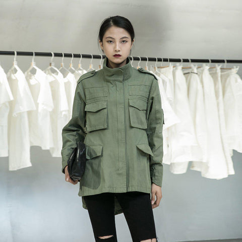 Stand Collar Military Style Jacket