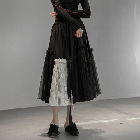 Vintage Elegant Slim Pleated Long Skirt