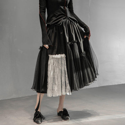 Vintage Elegant Slim Pleated Long Skirt