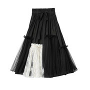 Vintage Elegant Slim Pleated Long Skirt
